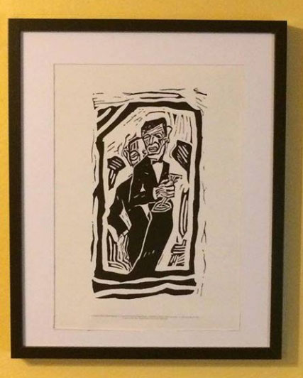 David Bowie repro lino-cut