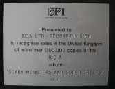 Scary Monsters Silver Award