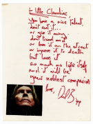 David Bowie handwritten and signed unreleased poem