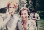 David Bowie on set with hairdresser Martin Samuel
