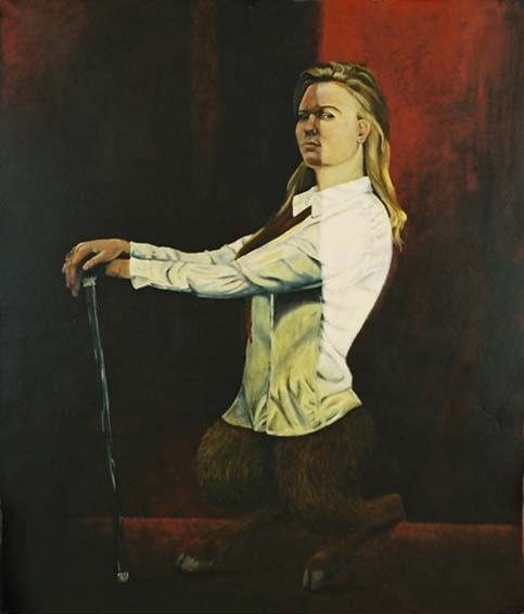 Self Portrait in Red Tie by Karin Levin