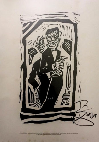 David Bowie 94 signed repro lino-cut